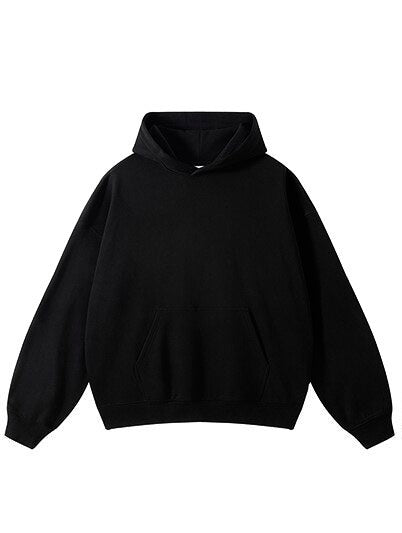 Black Basic Boxy Hoodie
